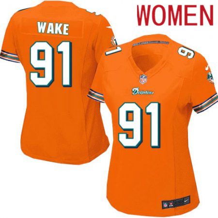 Women Miami Dolphins #91 Cameron Wake Nike Orange Game NFL Jersey